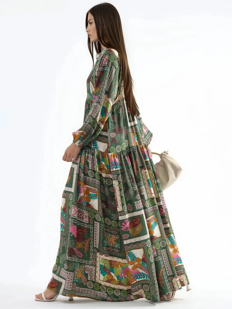 هيكاب V-Neck Patterned Maxi Dress