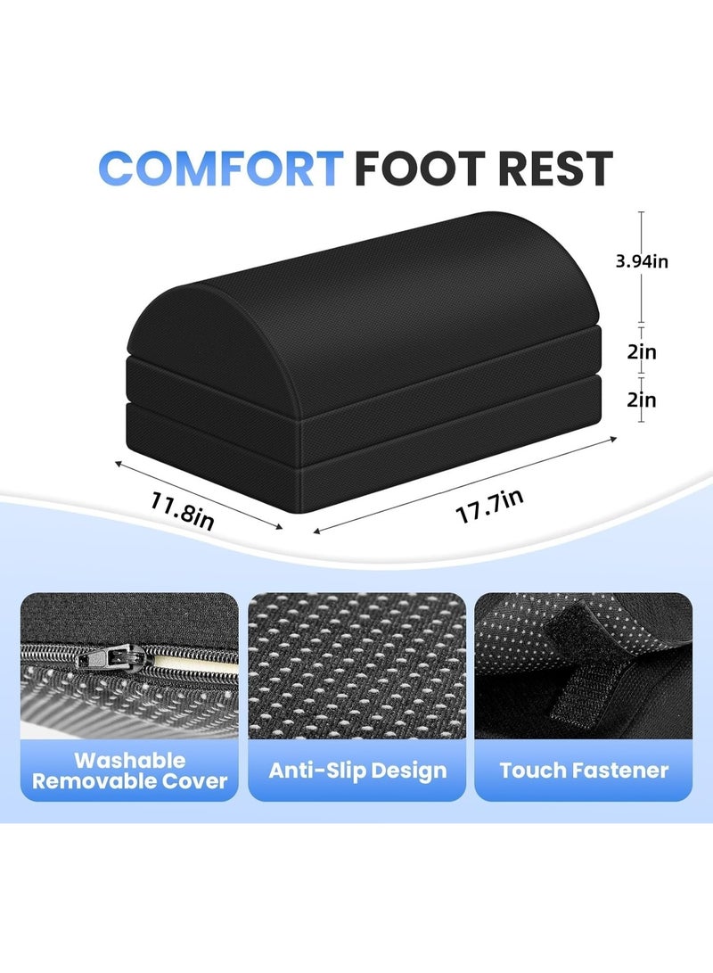 XICEN Three-Layer Memory Foam Leg Pillow, Leg Elevation Cushion, Ergonomic Footrest for Back & Hip Pain Relief, Adjustable Height Non-Slip Foot Stool for Under Desk, Office Chair & Gaming Chair - Image 3