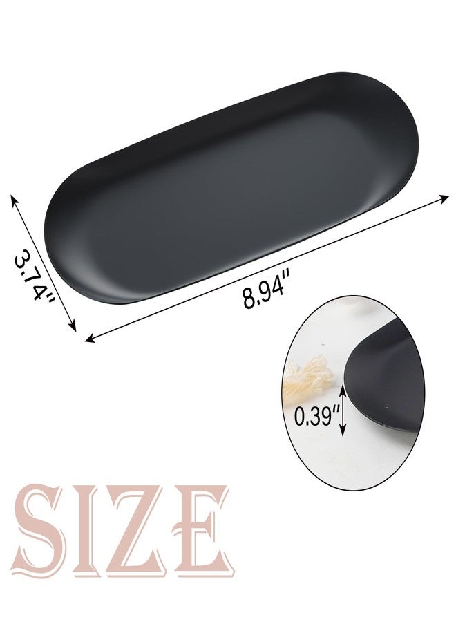 IBWell Decorative Serving Tray for Bathroom, Small Jewelry Tray, Black Jewelry Bowl Dish 8.9' - Image 2