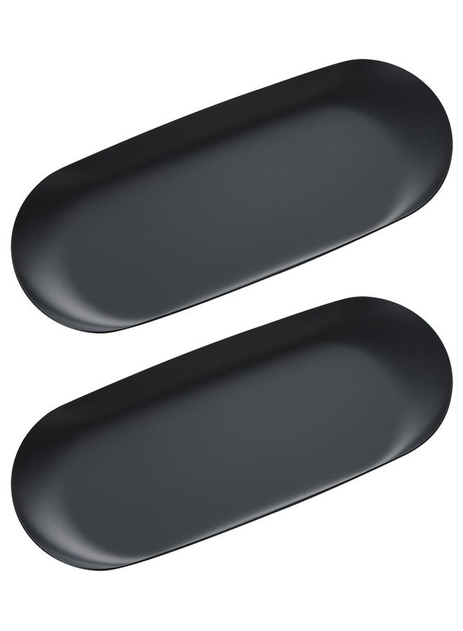 IBWell Decorative Serving Tray for Bathroom, Small Jewelry Tray, Black Jewelry Bowl Dish 8.9' - Image 1