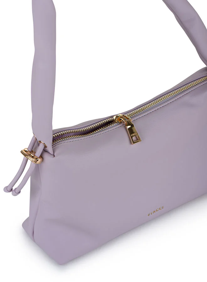 Vincci Women Solid Shoulder Bag with  Designed Strap and Zip Closure