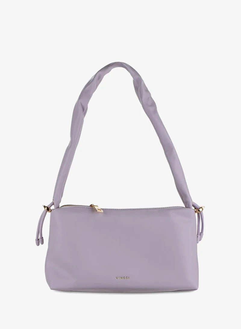 Vincci Women Solid Shoulder Bag with  Designed Strap and Zip Closure