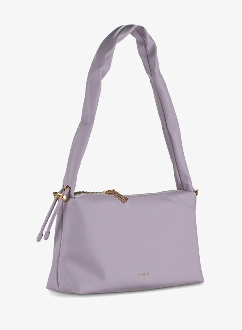 Vincci Women Solid Shoulder Bag with  Designed Strap and Zip Closure