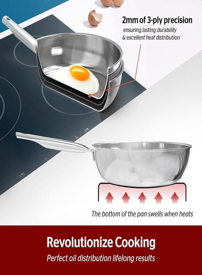 Sunhouse 10 Inch Tri-Ply Stainless Steel Frying Pan, Whole-Clad No Coatings Skillet with Stay-cool Handle for Cooking, Durable & Oven Safe to 500°F, Dishwasher Safe, Compatible with All Cooktops - Image 3