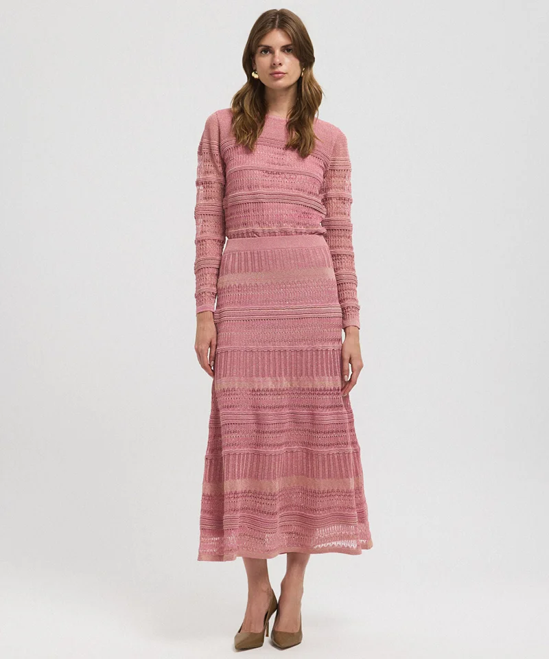 ابيكول Contrast Textured Knit Skirt