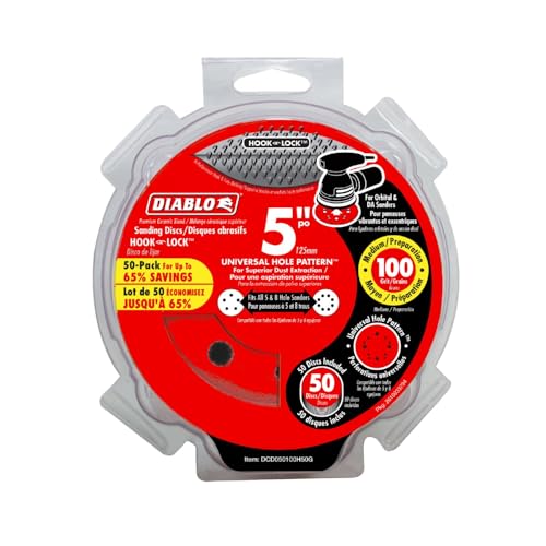 Diablo Hook and Lock ROS Sanding Discs for Wood, Metal and Plastics - 5", 60 Grit, Coarse, Ceramic Blend, 50-Pack - DCD050060H50G - Image 2