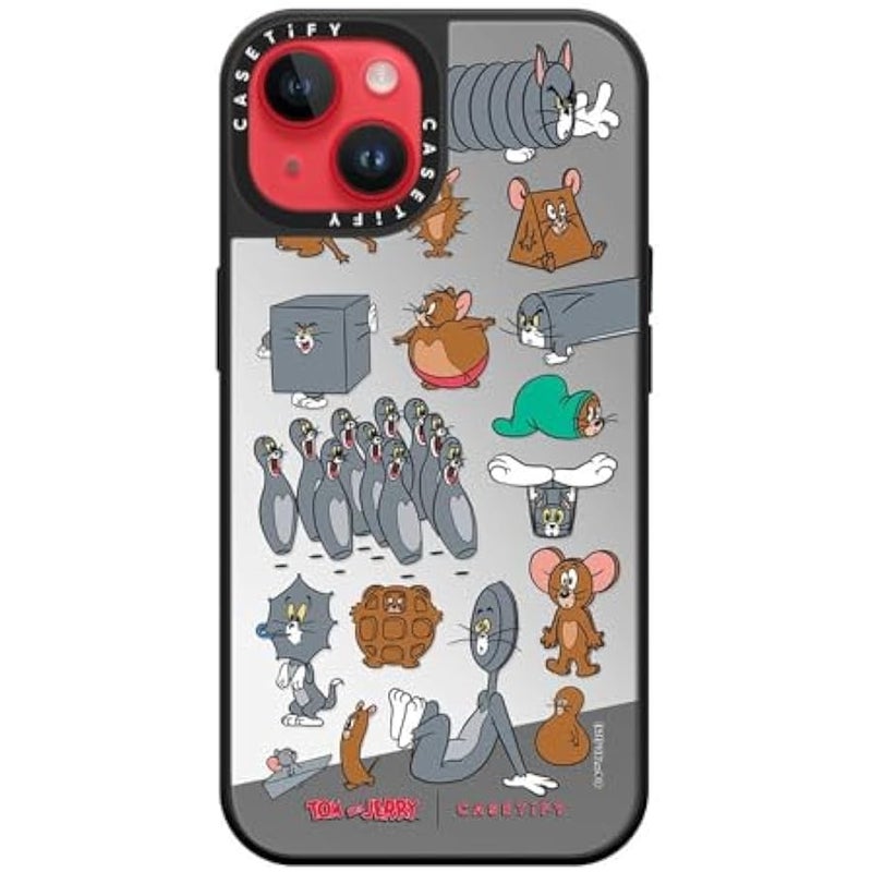 Casetify Mirror Case for iPhone 14 【Tom and Jerry Colab/Reflective / 4.9ft Drop Protection/Compatible with Magsafe】 - Pattern Sticker - Silver on Black - Image 5