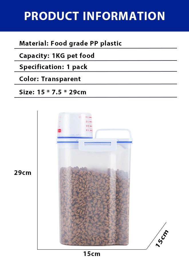 food containers，Pet food containers，Pet storage bin,Pet food storage box,Handheld sealed moisture-proof and fresh-keeping cat storage tank,Send graduated cup dog food bucket,Suitable for storing various grains such as rice, cat food, dog food, and pet food - Image 2