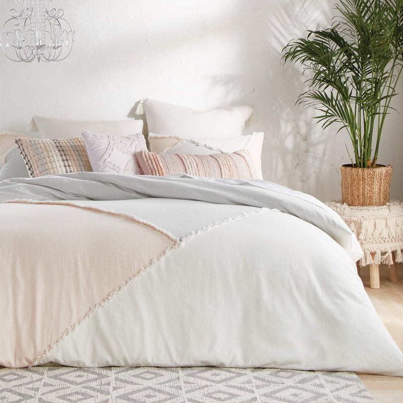 Peri Home Peri Home 100 Cotton 3Piece Comforter and Sham Set Multi Colorblock Fringe King 