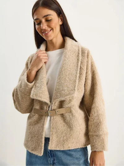 Bianco Lucci LUCCI Coat with Belt Detail