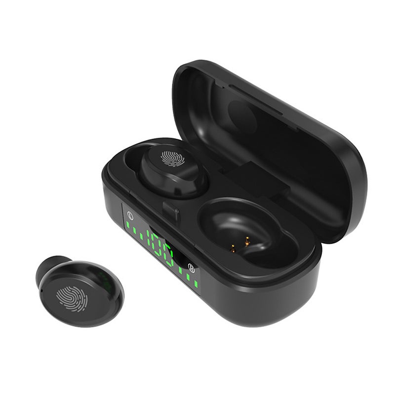 سماعة أذن لاسلكية صغيرة V8 TWS تعمل بتقنية البلوتوث 5.0 لهاتف آيفون أسود - Image 3