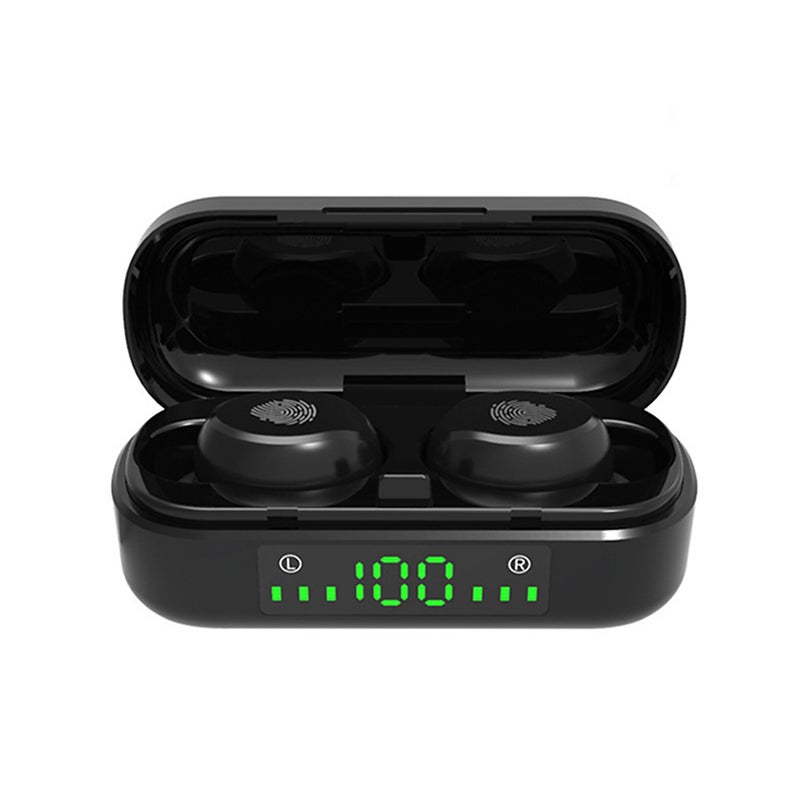 سماعة أذن لاسلكية صغيرة V8 TWS تعمل بتقنية البلوتوث 5.0 لهاتف آيفون أسود - Image 2