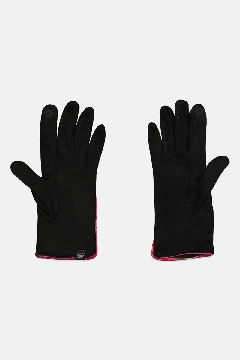 Justin Gregory Women 1 Pair Plaid Puffer Gloves, Black - Image 2