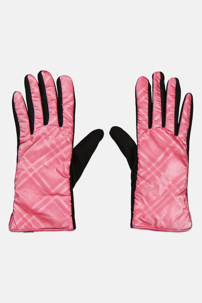 Justin Gregory Women 1 Pair Plaid Puffer Gloves, Black - Image 1