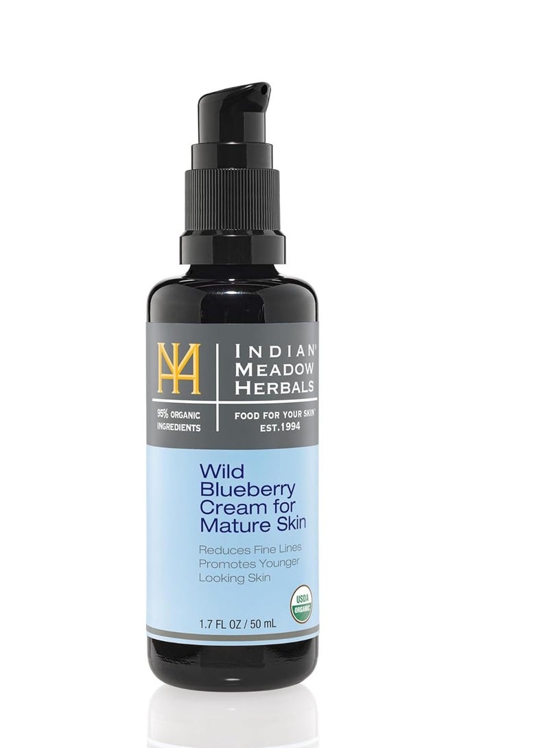 INDIAN MEADOW HERBALS Indian Meadow Herbals Wild Blueberry Cream for Mature Skin (1.7oz) - Fine Line Face Cream. Promotes Younger-Looking Skin - Deep Facial Moisturizer. USDA CERTFIED ORGANIC.