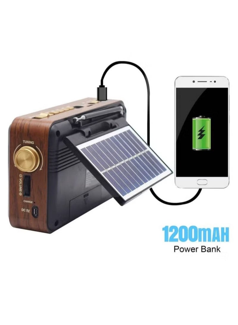 Denx Rechargeable Radio, Portable Radio AM FM Transistor with Best Sound, Solar/Battery Operated Radio, Support TF Card/USB Playing  - Image 3