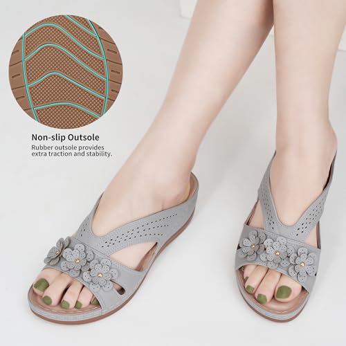 Ecetana Sandals for Women Wedge Shoes: Slip On Dressy Summer Comfortable Slides Sandals Lightweight Memory Foam Platform Shoes - Image 4