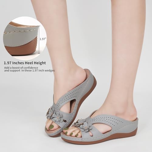 Ecetana Sandals for Women Wedge Shoes: Slip On Dressy Summer Comfortable Slides Sandals Lightweight Memory Foam Platform Shoes - Image 5