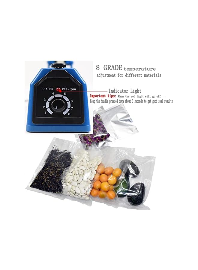 Impulse آلة غلق الأكياس اليدوية بالحرارة مقاس 8 بوصات للبلاستيك PE PP مع عنصر استبدال إضافي - Image 2