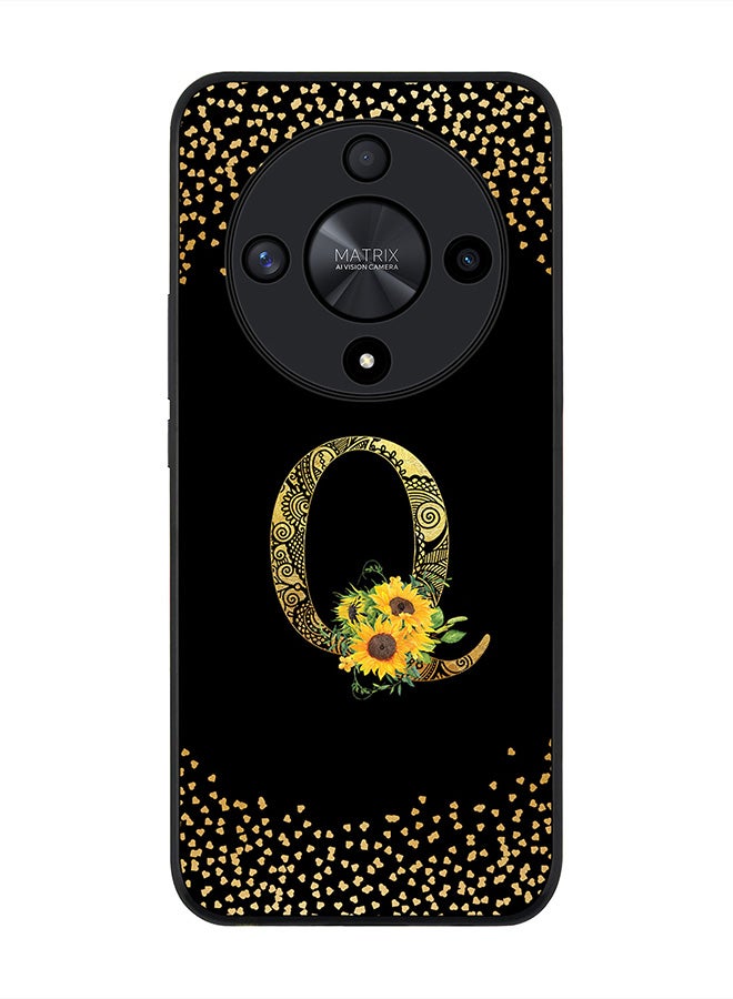 Stylizedd Rugged Black edge case for Honor X9b, Slim fit Thin Cover- Custom Monogram Initial Letter Mandala Floral Pattern Alphabet- Q (Black) - Image 1