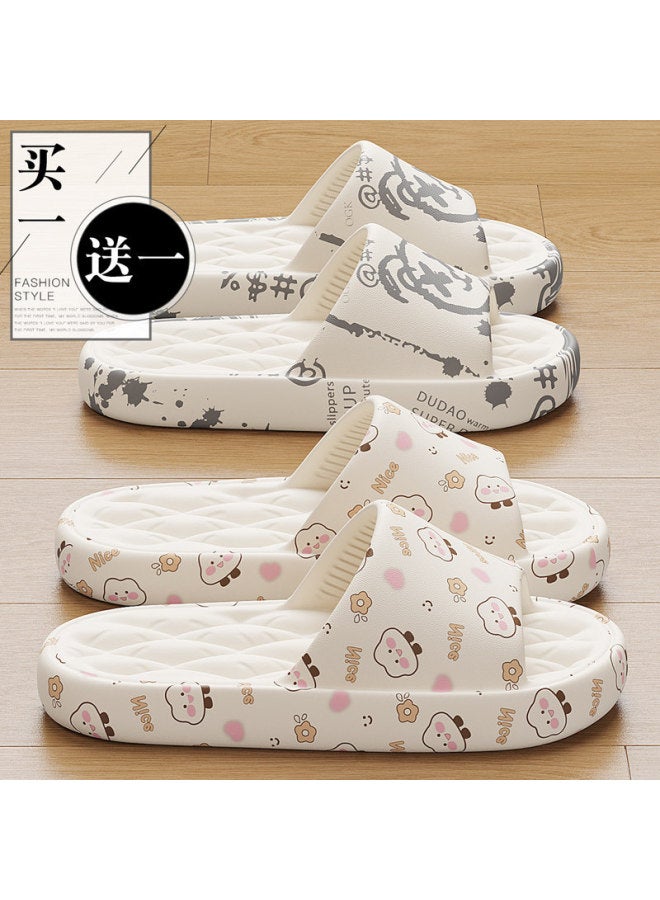 Slippers For Women  New Style Indoor Home Bathroom Couple Pair Silent Non-slip Soft-soled Slippers For Men