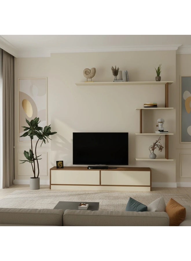 Stylish Home Small brown and beige TV table - ahenk - Image 1