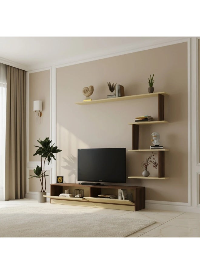 Stylish Home Small brown and beige TV table - ahenk - Image 4