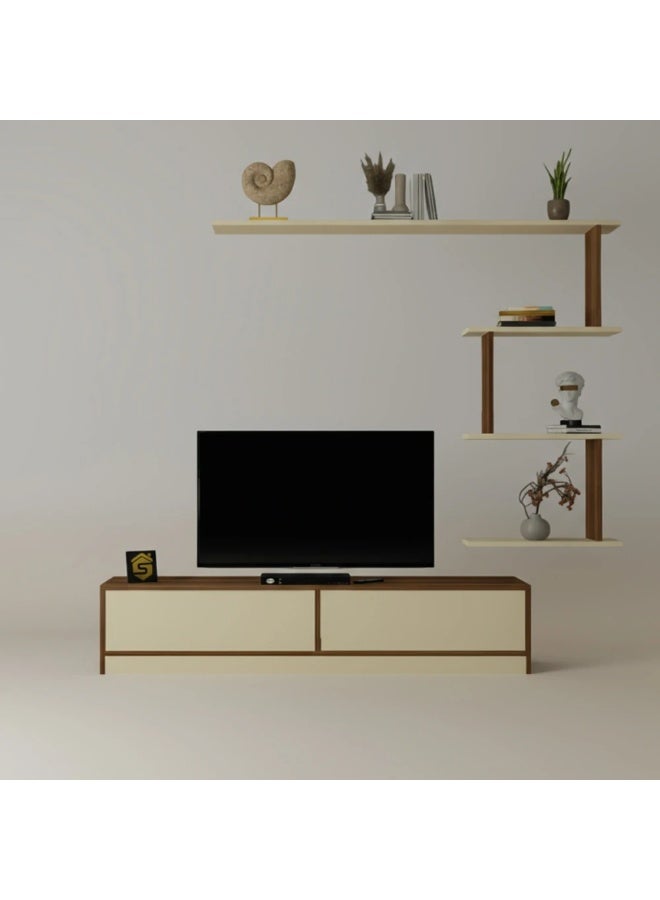 Stylish Home Small brown and beige TV table - ahenk - Image 5