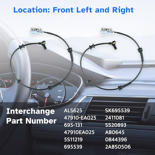 Ruizure Front ABS Wheel Speed Sensor Left Right fit for Nissan Frontier Pathfinder Xterra 2005 2006 2007 2008 2009 2010 2011 2012 2013 2014 2015 2016 2017, Suzuki Equator 09-12, Driver Passenger, ALS625 - Image 3