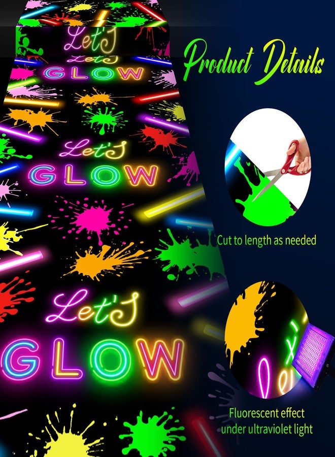 Haull 118 x 39 Inch Neon Light up Dance Floor Glow in The Dark Runner UV Reactive Blacklight Floor Aisle Runner Decor Wall Props for 80s 90s Neon Birthday Party Decorations(Let's Glow) - Image 3