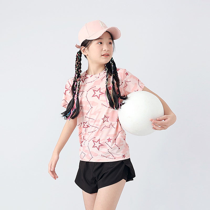 Summer Korean Version Of The New Children'S Sports Short Sleeve T-Shirt Boys Full Print Breathable Quick-Drying Jacket Girls Short Sleeve - Image 1