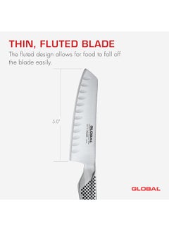 GLOBAL Fluted Vegetable Knife, 14cm. Stainless Steel. Ergonomic Dimpled handles ensures safe grip. Perfectly Balanced. Handcrafted in Japan.  - Image 5