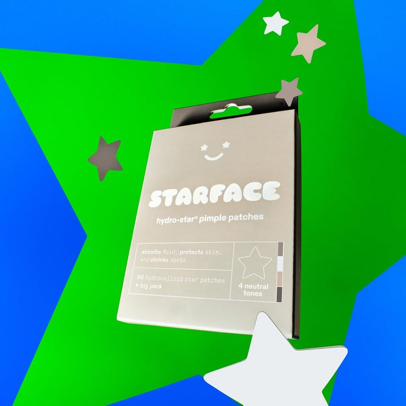Starface World ستارفيس إيرث ستار باك الكبير، لاصقات حب الشباب الهيدروكولودية، تمتص السوائل وتقلل الاحمرار، شكل نجمة لطيف و4 ألوان محايدة (96 قطعة) - Image 3