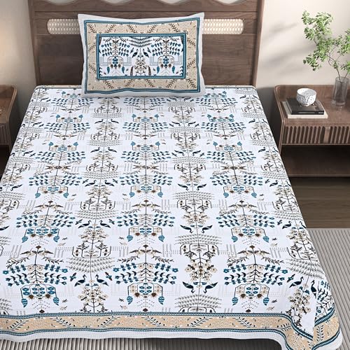 EasyGoods® Cotton Bedsheet for Single Bedsheet with 1 Pillow Cover 60x90 Inch, Handcrafted Bed Sheets (Brown) - Image 3