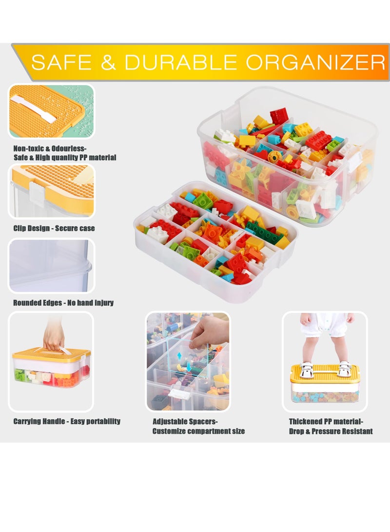 SYOSI Kids Toy Storage Box for Lego Miniature Containers Bins with Base Plates Lids Stackable Building Blocks Organizers Stackable Storage Container Compartments Building Blocks Puzzle Board Game Chest - Image 4
