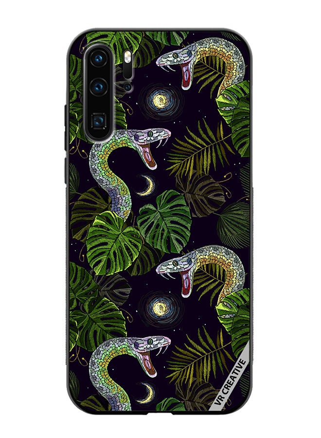 VR CREATIVE Protective Case Cover For Huawei P30 Pro Embroidery Snakes, Night Sky And Tropical Palm Leaves Design Multicolour - Image 1