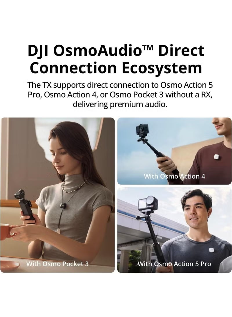 دي جي آي ميكروفون DJI Mini (2 TX + 1 RX + علبة شحن)، خفيف الوزن، صوت غني بالتفاصيل، استخدام لمدة 48 ساعة، إلغاء الضوضاء، تحديد تلقائي، ميكروفون لاسلكي للكاميرا/iPhone/Android، مدونة الفيديو، البث - Image 4