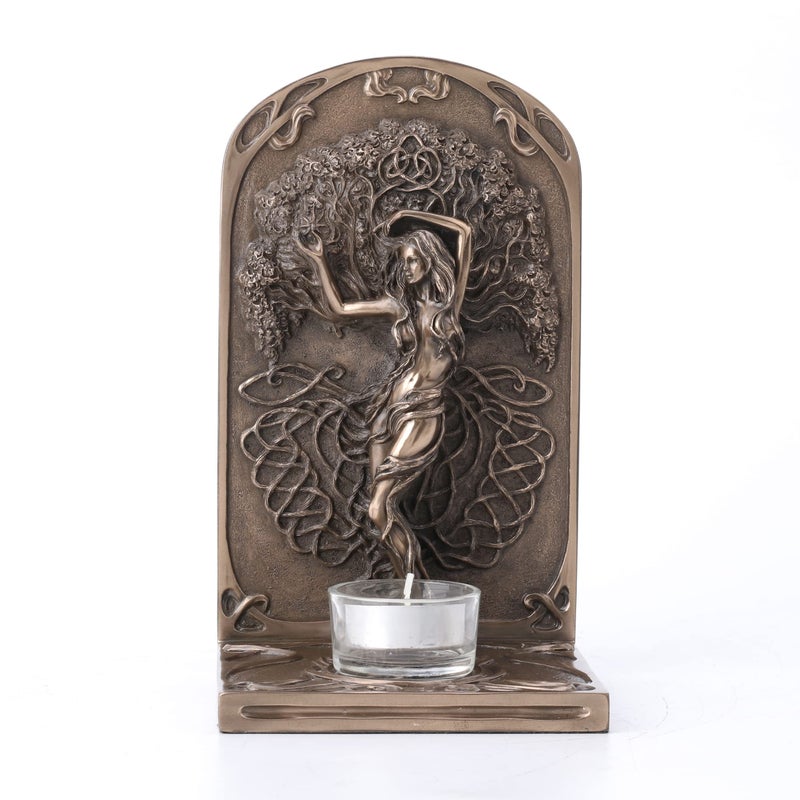 Veronese Design Earth Life Magic Tree of Life Tealight Candle Holder by Selina Fenech Cold Cast Resin Antique Bronze Finish - Image 1