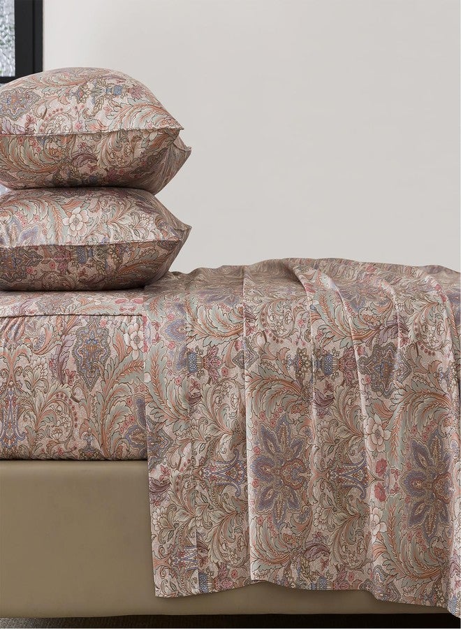 FADFAY Vintage Brown Paisley Queen Sheet Set, 4-Piece Long-Staple Cotton, Soft & Breathable, Deep Pocket Fitted Sheet for All Seasons - Image 1