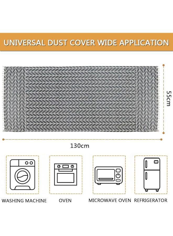 ORiTi Washer And Dryer Covers For The Top Cotton And Linen Washing Machine Cover With 6 Storage Pockets Dustproof Laundry Cover Dryer Top Cover Washer Cover For Top Protector 55X130Cm - Image 2