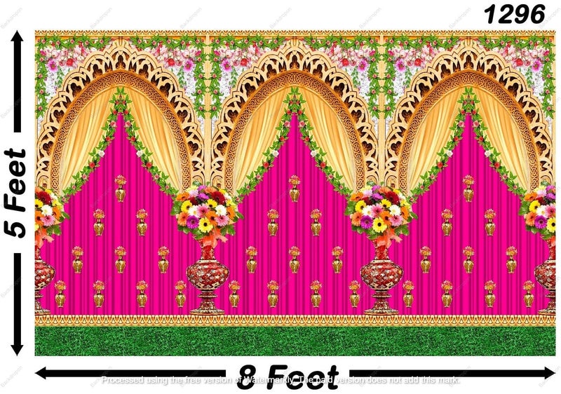 Backdropon Decorative Flower Background Backdrop Curtain for Decoration Backdrop Cloth for Traditional/Background Curtain Cloth for Pooja/Festival Size 5 Feet Height and 8 Feet Width (5 * 8) - Image 3