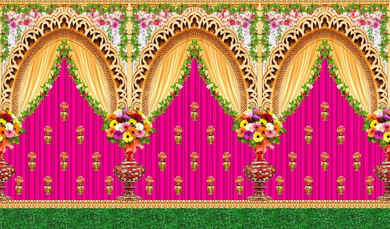Backdropon Decorative Flower Background Backdrop Curtain for Decoration Backdrop Cloth for Traditional/Background Curtain Cloth for Pooja/Festival Size 5 Feet Height and 8 Feet Width (5 * 8) - Image 1