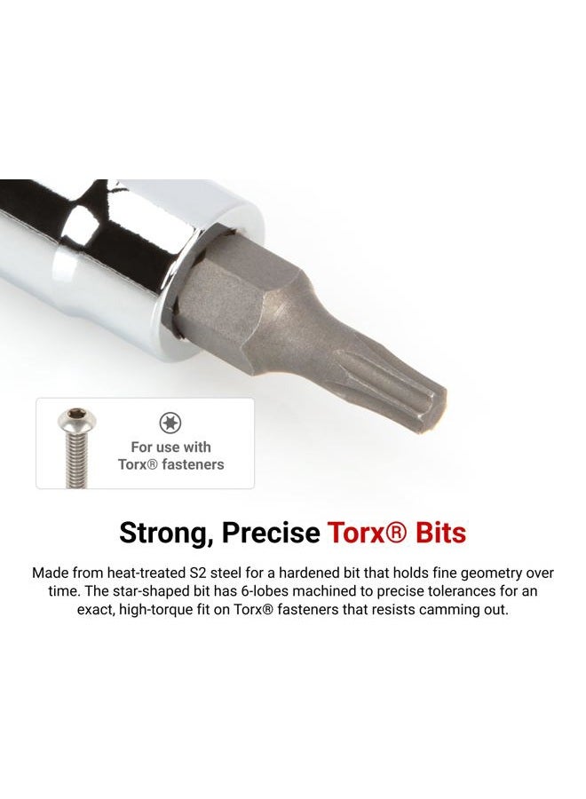 Tekton 1/4 Inch Drive Torx Bit Socket Set, 10-Piece (T6-T30) | SHB90103 - Image 2
