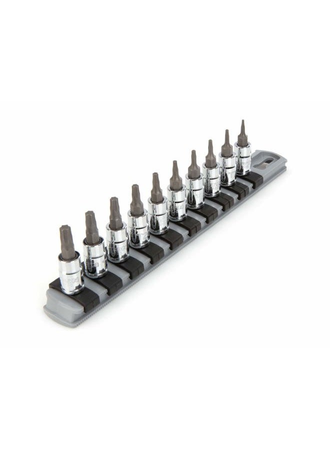 Tekton 1/4 Inch Drive Torx Bit Socket Set, 10-Piece (T6-T30) | SHB90103 - Image 1
