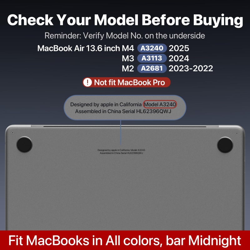 Soonjet Matte Case for MacBook Air 13/13.6-inch (M5/M4/M3/M2, 2022â€“2026 A3449 A3240 A3113 A2681), Lightweight | Scratch & Fingerprint Resistant | Closes Seamlessly | Ideal for Work, Travel & Study - Image 2