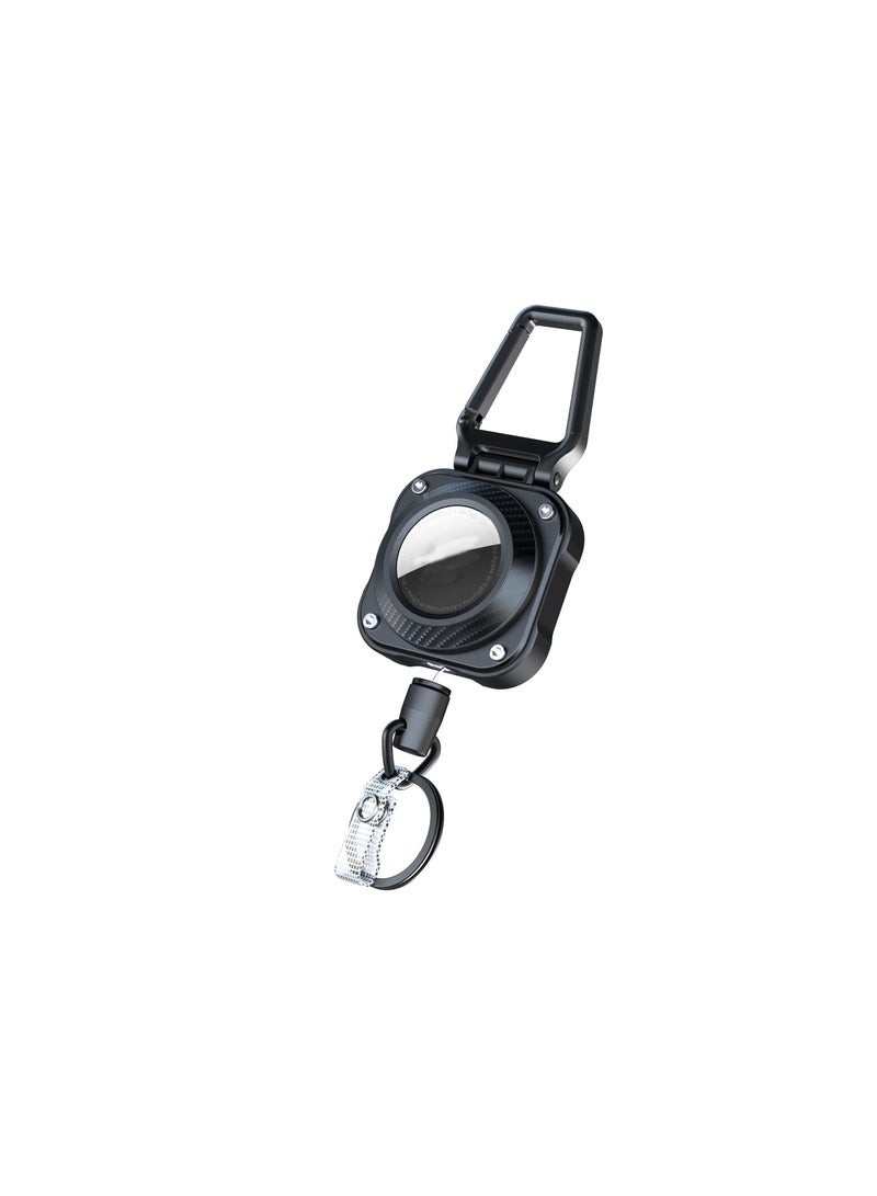 SOLARAE Retractable Keychain with Airtag Holder, 31.5” Wire Rope, 10,000+ Rebounds, 8oz, Easy Installation, Protective Case for Badges, Keys, Luggage, Compatible with Apple AirTag (1 Pack) - Image 1
