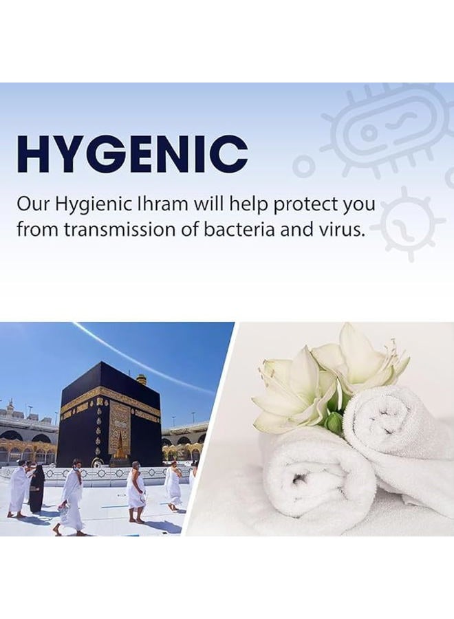 Ihram Premium Quality Ehram Ahram Hajj and Umrah Hypoallergenic Set of 2 Towels Muslim Pilgrimage 210 x110 cm, Barakah Ihram - Image 4
