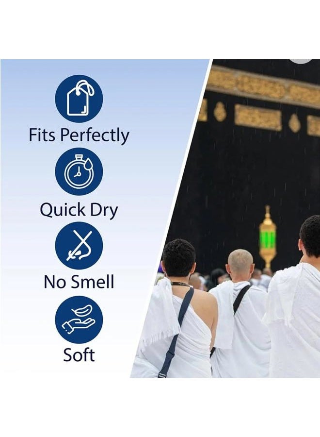 Ihram Premium Quality Ehram Ahram Hajj and Umrah Hypoallergenic Set of 2 Towels Muslim Pilgrimage 210 x110 cm, Barakah Ihram - Image 3