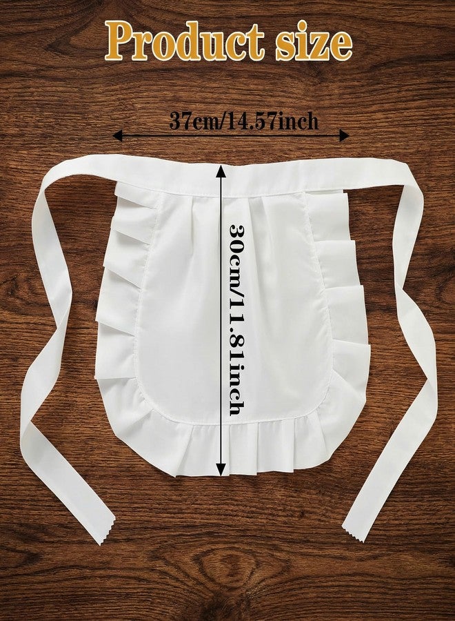 Thrymme Cosplay Maid Apron, 14.5 * 11.8 Inch White Half Apron for Women with Adjustable Tie Back, Lace Trim Waist Aprons for Women & Girls, Maid Cosplay Costume Kitchen Party Favors Halloween - Image 2