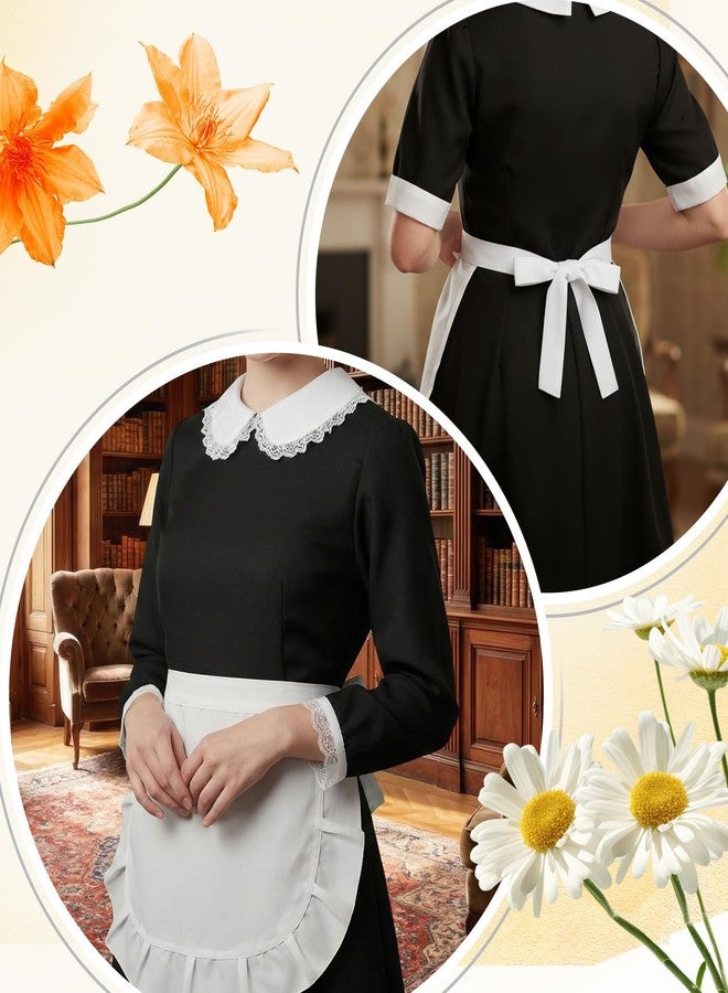Thrymme Cosplay Maid Apron, 14.5 * 11.8 Inch White Half Apron for Women with Adjustable Tie Back, Lace Trim Waist Aprons for Women & Girls, Maid Cosplay Costume Kitchen Party Favors Halloween - Image 5